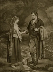 Noivado de Robert Burns e Highland Mary, 1785, ilustração da "História da nação britânica" de Hutchinson, c.1923