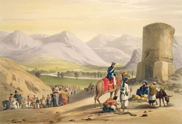 O Vale de Maidan, de &39;Sketches in Afghaunistan&39;, gravado por Charles Haghe (1810-1888) e Louis Haghe (1806-85), publicado por Henry Graves, 1842