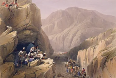 Passagem selvagem de Siri-Kajoor, de &39;Sketches in Afghaunistan&39;, gravada por Charles Haghe (1810-88) e Louis Haghe (1806-85), publicada por Henry Graves, 1842