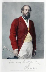 O 6º Duque de Rutland vestido para caçar, 1861