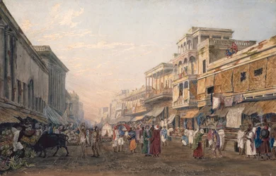 Uma vista de Calcutá, c.1820 (aquatinta)