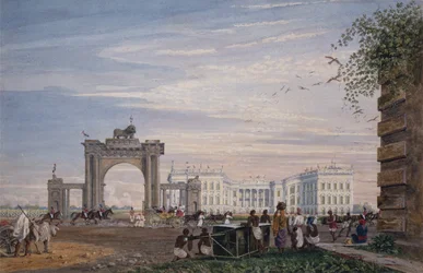 Vista da Casa do Governo, a partir do Oriente, Calcutá, c.1820 (aguarela)