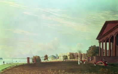Barrackpore House, Calcutá, gravado por Robert Havell, pub. 1824 (gravura)