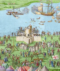 O naufrágio do Mary Rose durante a Batalha do Solent, 1545, 1778 (gravura) (posterior coloração)