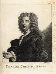 Retrato de Charles Christian Reisen (1680-1725), gravador inglês de gemas e selos