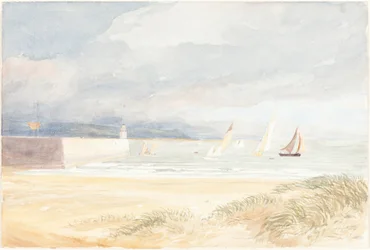 Cena da costa com veleiros (Portland, Dorset?)