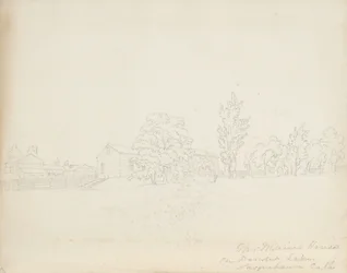 Mr. Mains House em Derwent Lake, Susquehanna Co. Pa., 1843 (grafite em papel creme)