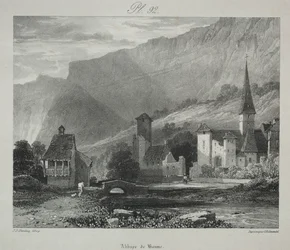 Viagens pitorescas e românticas na França antiga. Franche Comté: Abadia de Baume, Baume-les-Messieurs