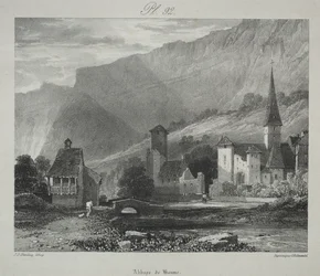 Viagens pitorescas e românticas na França antiga. Franche Comté: Abadia de Baume, Baume-les-Messieurs