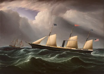 O antigo navio a vapor de parafuso Star of the South em mares agitados por James E. Buttersworth
