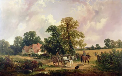 Paisagem de Essex com cavalo e carrinho