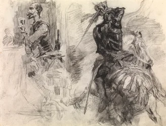 Dom Quixote (lápis de cera e giz preto sobre papel)