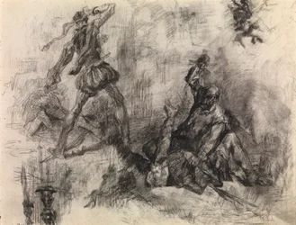 Dom Quixote (lápis de cera e giz preto sobre papel)