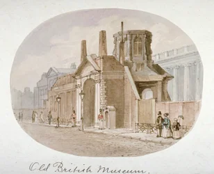 Vista do antigo Museu Britânico, Bloomsbury, Londres, 1850.