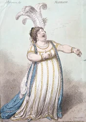 A Bravura Air, Mandane, publicado por Hannah Humphrey em 1801 (gravura à mão colorida)