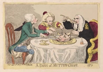 Um prato de carne de carneiro, pub. 1788 (gravura colorida à mão)