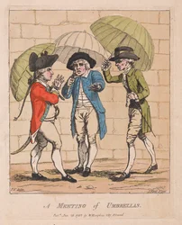 Uma reunião dos guarda-chuvas, bar. 1782 (gravura colorida à mão)