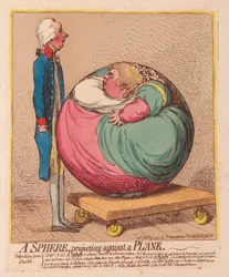 Uma esfera projetando contra um plano, bar. 1792 (gravura colorida à mão)
