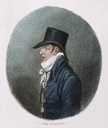 Um retrato, publicado por Hannah Humphrey em 1799 (gravura à mão colorida)