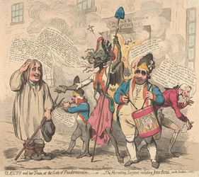 Alecto e o seu séquito, à porta do Pandemónio - ou - O sargento recrutador que alista John Bull para o serviço da Revolução
