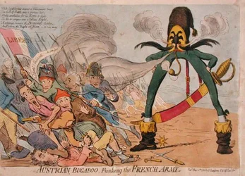 Bugaboo Funking the French Army, publicado por Hannah Humphrey em 1795 (gravura colorida à mão)