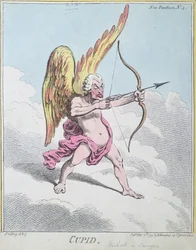 Cupido, publicado por Hannah Humphrey em 1799 (gravura à mão colorida)