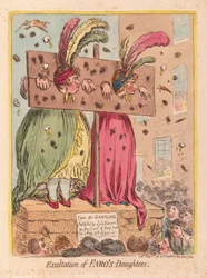 Exaltação de Faros Daughters, pub. 1796 (gravura colorida à mão)