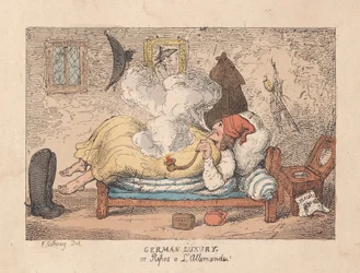 German Luxury ou Repos a LAllemande, pub. 1800 (gravura colorida à mão)