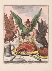 Harpyes profanando a festa, bar. 1799 (gravura colorida à mão)