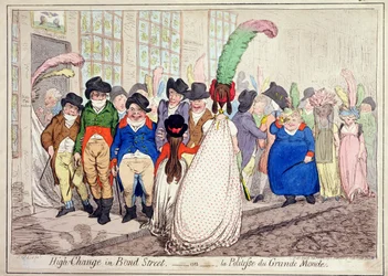 High Change em Bond Street, ou La Politesse du Grande Monde, publicado por Hannah Humphrey em 1796 (gravura à mão colorida)