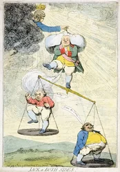 Jack a Both Sides, publicado por William Humphrey em 1783 (gravura à mão colorida)