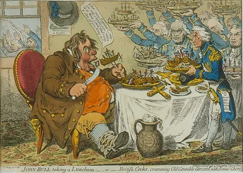John Bull Tomando um almoço, 1798 (gravura colorida)