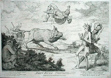 John Bull Triumphant, publicado por William Humphrey em 1780 (gravura)