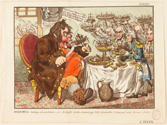 John Bull a almoçar: ou cozinheiros britânicos a empanturrar o velho Resmunga-Moela com boa comida
