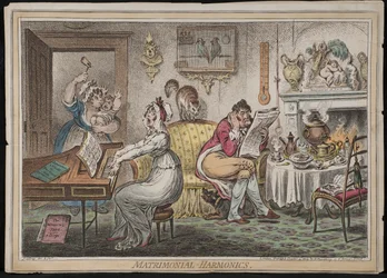 Harmônicos matrimoniais, publicado por Hannah Humphrey, 1805 (gravura à mão colorida)