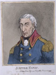 Napper Tandy (1740-1803) publicado por Hannah Humphrey em 1799 (gravura à mão colorida)
