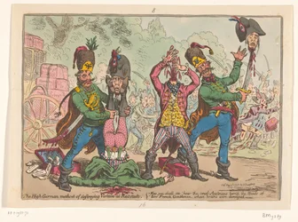 Tratamento austríaco dos enviados franceses, 1799 O método da Alta Alemanha de destruir Vermin em Rat-stadt (título no objeto)
