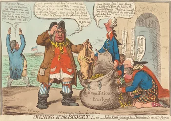 Eröffnung des Haushalts; - oder - John Bull gibt seine Hosen, um seinen Speck zu retten