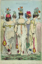 Senhoras parisienses em vestidos de inverno para 1800