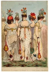 Senhoras parisienses em seu vestido de inverno completo para 1800, 1799.