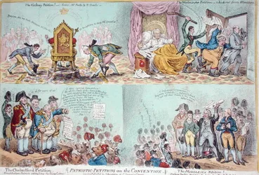 Petições Patrióticas sobre a Convenção, publicadas por Hannah Humphrey (gravura colorida à mão)