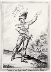 Retrato de um chefe irlandês, tirado da vida em Wexford, bar. por H. Humphrey, 10 de julho de 1798 (ver 123751 para cor)
