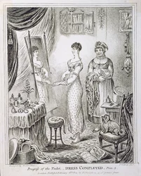 Progresso do banheiro, ou vestido concluído, publicado por Hannah Humphrey em 1810