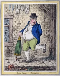 Sad Sloppy Weather, publicado por Hannah Humphrey em 1808 (gravura à mão colorida)
