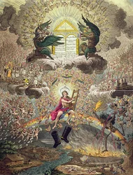 A Apoteose de Hoche, publicada por Hannah Humphrey em 1798 (água-forte colorida à mão)