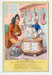 "O açougueiro britânico que fornece John Bull com um substituto para o pão", 1795