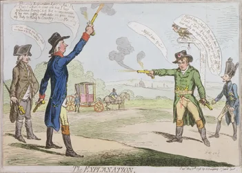 The Explanation, publicado por Hannah Humphrey em 1798 (gravura à mão colorida)