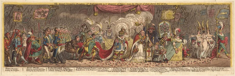 A procissão da Grande Coroação de Napoleão, o 1º Imperador da França, da igreja de Notre-Dame, 1805