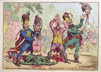 The High German Method of destroying Vermin at Rat-Stadt, publicado por Hannah Humphrey em 1799 (água-forte e gravura com aguarela)