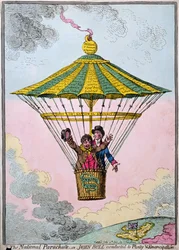 O pára-quedas nacional, ou John Bull conduzido a abundância e emancipação, publicado por Hannah Humphrey em 1802 (gravura à mão colorida)